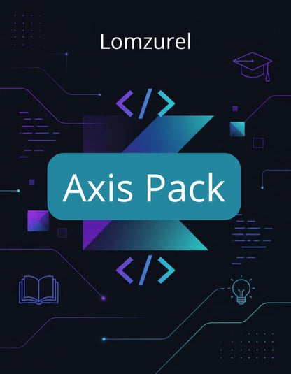 Lomzurel Axis Pack with technical design elements on a dark background