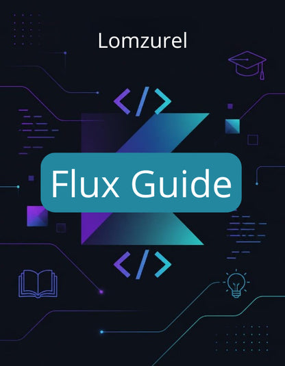 Book cover of 'Flux Guide' by Lomzurel with technical design elements on a dark background