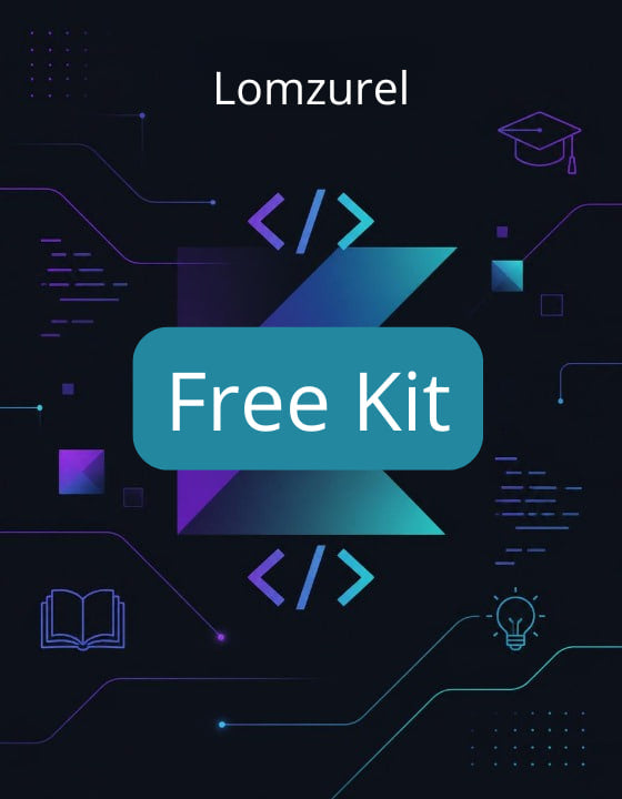 Lomzurel Free Kit with coding and graduation symbols on a dark background