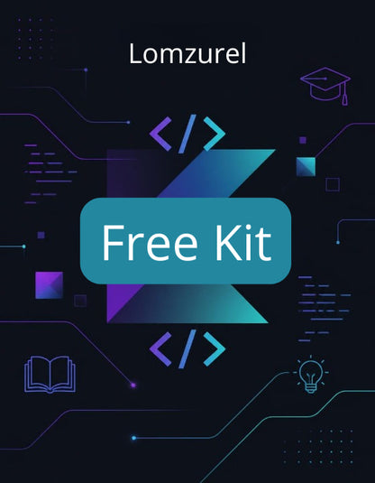 Lomzurel Free Kit with coding and graduation symbols on a dark background