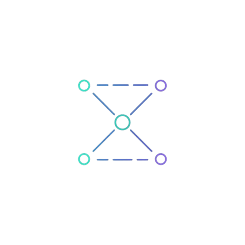 Geometric design with intersecting lines and circles on a white background