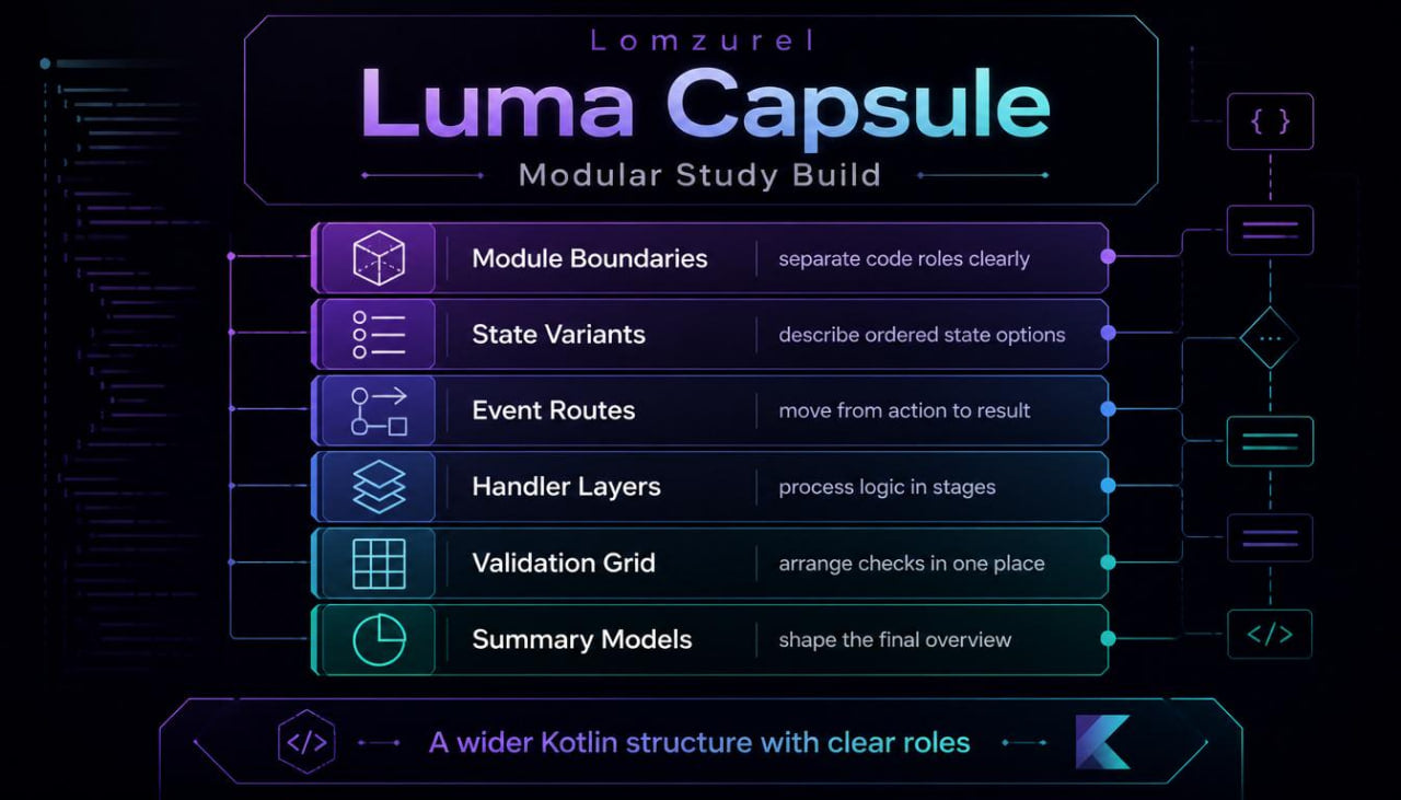 Luma Capsule modular study build with text on a dark background