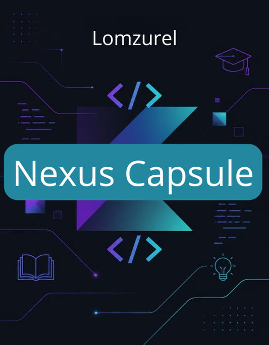 Nexus Capsule branding with technical graphics on a dark background
