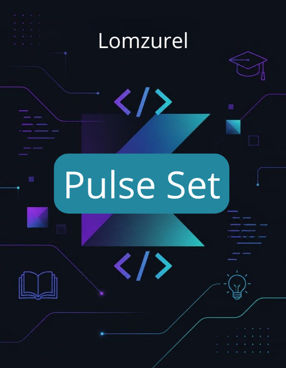 Lomzurel Pulse Set branding with digital design elements on a dark background